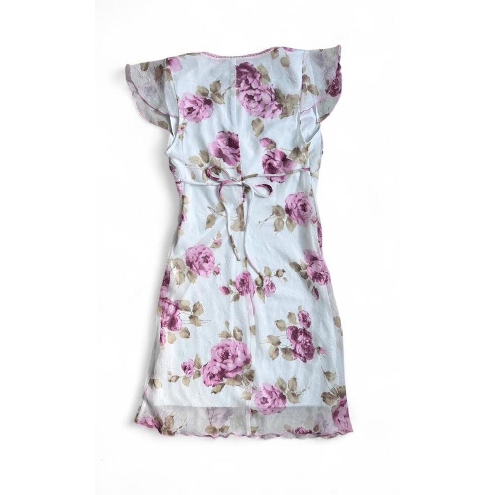 Vintage Y2K City Triangles White & Pink Floral Midi Dress Ruffles Size 7 NWT - Picture 6 of 6